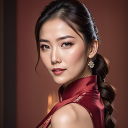 Man celebrating Lunar New Year in qipao